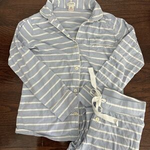 J. Crew Factory Blue and White Striped Pajama Set